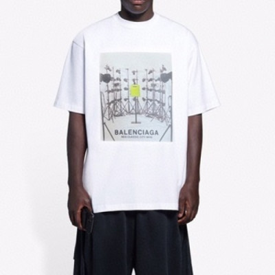 Balenciaga  Mm/Wm Logo Cotton Short Sleeved Tshirts White - 발렌시아가 2021 남/녀 로고 코튼 반팔티 Bal01032x Size(s - 2xl) 화이트