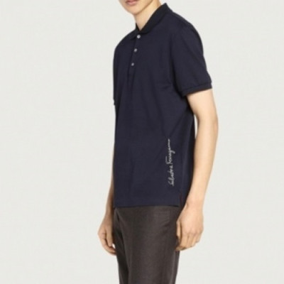 Ferragamo   Mens Basic Logo Cotton Short Sleeved Tshirts Navy - 페라가모 2021 남성 베이직 로고 코튼 반팔티 Fer0323x Size(m - 2xl) 네이비