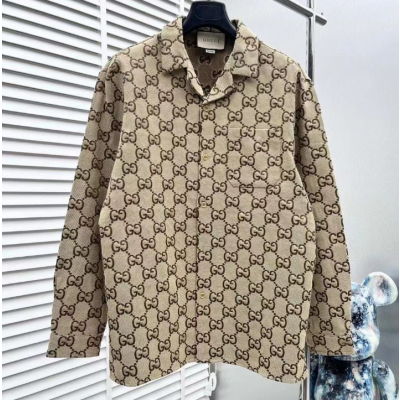 구찌 남성 트렌디 브라운 긴팔 셔츠 - Gucci Mens Brown Long sleeved Tshirts - gu03701x