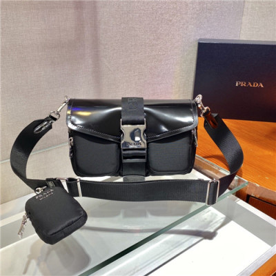 Prada 2021 Women's Nylon Shoulder Bag,23cm,1BD295,PRAB0402 - 프라다 2021 여성용 나일론 숄더백,23cm,블랙