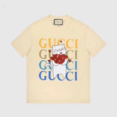 Gucci  Mm/Wm Logo Short Sleeved Tshirts Ivory - 구찌 2021 남/녀 로고 반팔티 Guc03702x Size(s - l) 아이보리