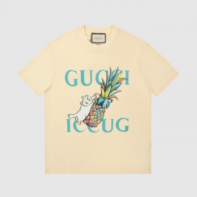 Gucci  Mm/Wm Logo Short Sleeved Tshirts Ivory - 구찌 2021 남/녀 로고 반팔티 Guc03704x Size(s - l) 아이보리