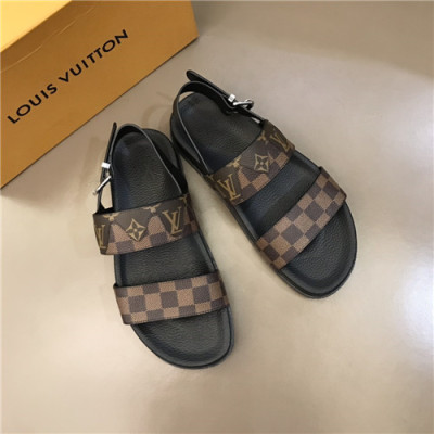 Louis Vuitton 2021 Men's Leather Slipper,LOUS2029 - 루이비통 2021 남성용 레더 슬리퍼,Size(240-270),브라운