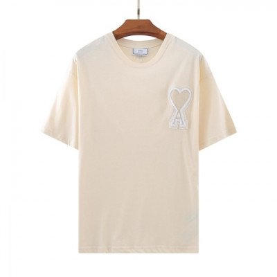 Ami  Mm/Wm 'Ami de Coeur' Casual Cotton Short Sleeved Tshirt Ivory - 아미 2021 남/녀 로고 코튼 캐쥬얼 반팔티 Ami0113x Size(s - 2xl) 아이보리