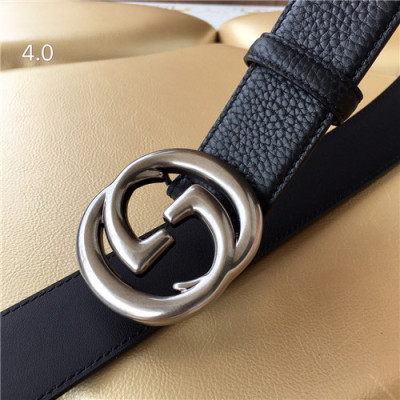 Gucci 2021 Men's Leather Belt,4.0cm,GUBT0180 - 구찌 2021 남성용 레더 벨트,4.0cm,블랙