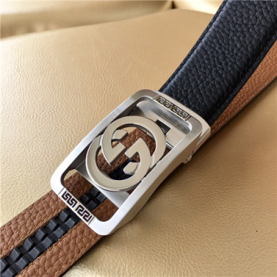 Gucci 2021 Men's Leather Belt,3.5cm,GUBT0187 - 구찌 2021 남성용 레더 벨트,3.5cm,블랙