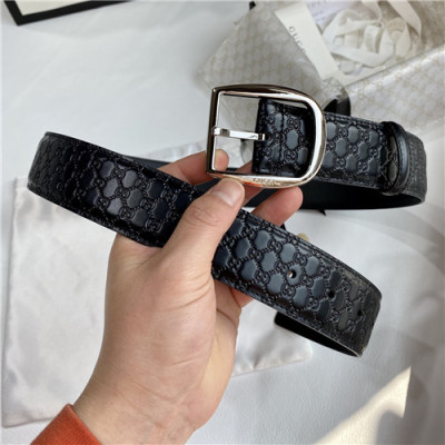 Gucci 2021 Men's Leather Belt,4.0cm,GUBT0190 - 구찌 2021 남성용 레더 벨트,4.0cm,블랙