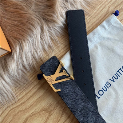 Louis Vuitton 2021 Men's Leather Belt,4.0cm,LOUBT0191 - 루이비통 2021 남성용 레더 벨트,4.0cm,블랙