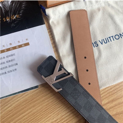 Louis Vuitton 2021 Men's Leather Belt,4.0cm,LOUBT0192 - 루이비통 2021 남성용 레더 벨트,4.0cm,블랙