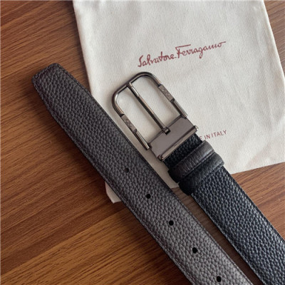 Salvatore Ferragamo 2021 Men's Leather Belt,3.5cm,FERBT0075 - 페라가모 2021 남성용 레더 벨트,3.5cm,블랙