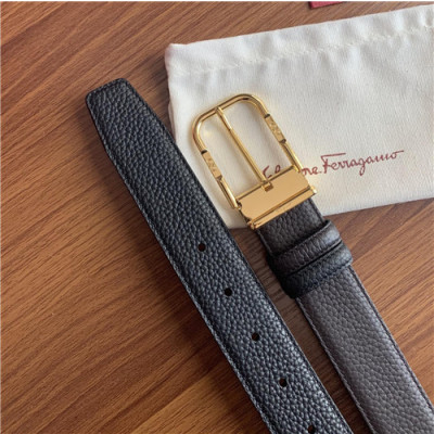 Salvatore Ferragamo 2021 Men's Leather Belt,3.5cm,FERBT0076 - 페라가모 2021 남성용 레더 벨트,3.5cm,블랙