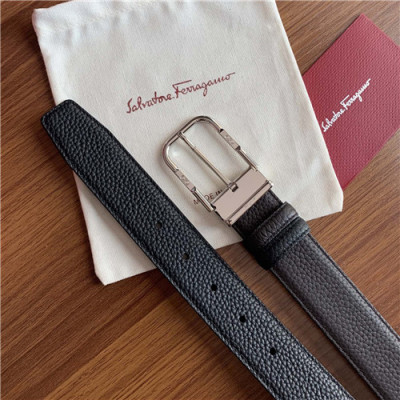 Salvatore Ferragamo 2021 Men's Leather Belt,3.5cm,FERBT0077 - 페라가모 2021 남성용 레더 벨트,3.5cm,블랙