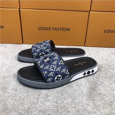 Louis Vuitton 2021 Men's Leather Slipper,LOUS2032 - 루이비통 2021 남성용 레더 슬리퍼,Size(240-270),블랙
