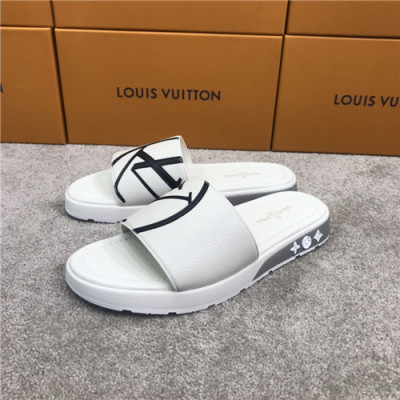 Louis Vuitton 2021 Men's Leather Slipper,LOUS2039 - 루이비통 2021 남성용 레더 슬리퍼,Size(240-270),화이트