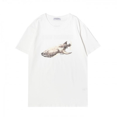 Balenciaga  Mm/Wm Logo Cotton Short Sleeved Tshirts Black - 발렌시아가 2021 남/녀 로고 코튼 반팔티 Bal01042x Size(s - 2xl) 화이트