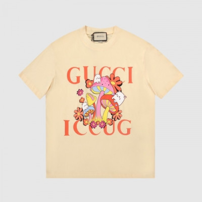 Gucci  Mm/Wm Logo Short Sleeved Tshirts Ivory - 구찌 2021 남/녀 로고 반팔티 Guc03717x Size(s - l) 아이보리