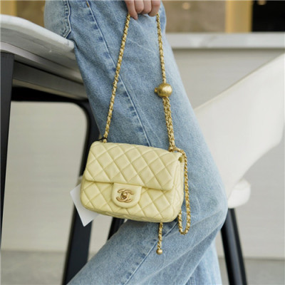 [럭셔리한]Chanel 2021 Women's Classic Flap Glod Ball Closs Bag/Shlouder Bag,18cm,CHAB1683 - 샤넬 2021 여성용 클랙식 플랩 골드볼 크로스백/숄더백,18cm,옐로우