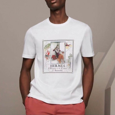 Hermes  Mens Crew-neck Short Sleeved Tshirts White - 에르메스 2021 남성 크루넥 반팔티 Her0651x Size(m - 2xl) 화이트