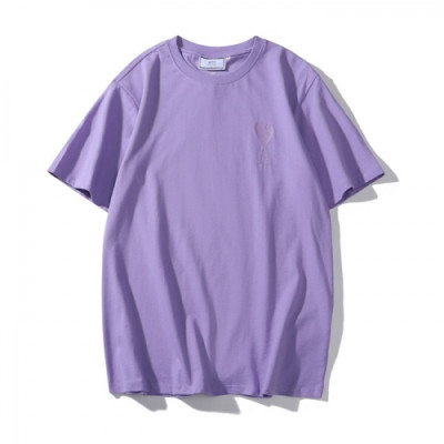 Ami  Mm/Wm 'Ami de Coeur' Casual Cotton Short Sleeved Tshirt Purple - 아미 2021 남/녀 로고 코튼 캐쥬얼 반팔티 Ami0121x Size(m - 2xl) 퍼플