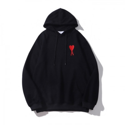 Ami  Mens Logo Casual Cotton Hoodie Black - 아미 2021 남성 로고 코튼 후드티 Ami0122x Size(m - 2xl) 블랙