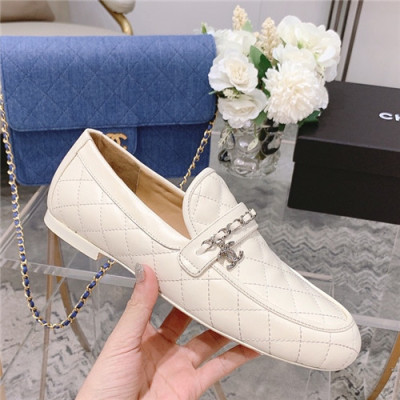 Chanel 2021 Women's Leather Mule,Flat,CHAS0613 - 샤넬 2021 여성용 레더 플렛,Size(225-250),화이트