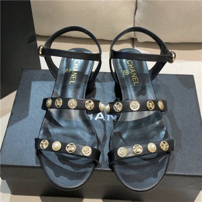 [매장판]Chanel 2021 Women's Leather Sandal,CHAS0618 - 샤넬 2021 여성용 레더 샌들,Size(225-250),블랙