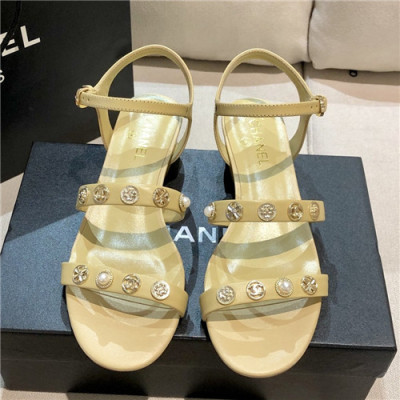 [매장판]Chanel 2021 Women's Leather Sandal,CHAS0619 - 샤넬 2021 여성용 레더 샌들,Size(225-250),옐로우