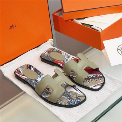 Hermes 2021 Women's Leather Slipper,HERS0464 - 에르메스 2021 여성용 레더 슬리퍼,Size(225-250),베이지