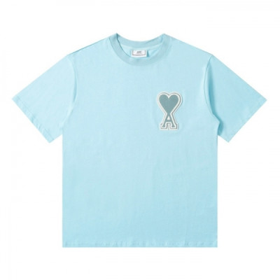 Ami 2021 Mm/Wm 'Ami de Coeur' Casual Cotton Short Sleeved Tshirt Blue - 아미 2021 남/녀 로고 코튼 캐쥬얼 반팔티 Ami0133x Size(m - xl) 블루