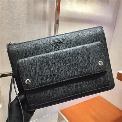 [프라다]Prada 2021 Men's Leather Clutch Bag,2VD018,30cm,PRAB0416 - 프라다 2021 남성용 레더 클러치,30cm,블랙