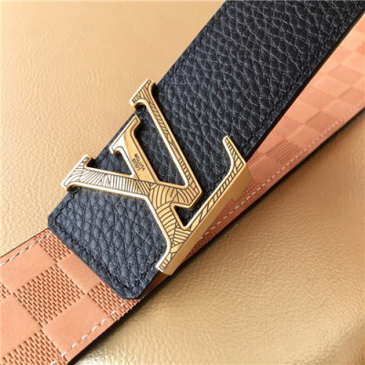 Louis Vuitton 2021 Men's Leather Belt,4.0cm,LOUBT0198 - 루이비통 2021 남성용 레더 벨트,4.0cm,블랙