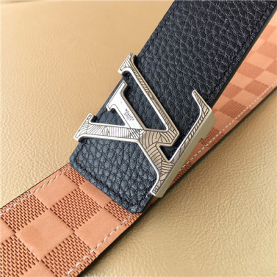 Louis Vuitton 2021 Men's Leather Belt,4.0cm,LOUBT0199 - 루이비통 2021 남성용 레더 벨트,4.0cm,블랙