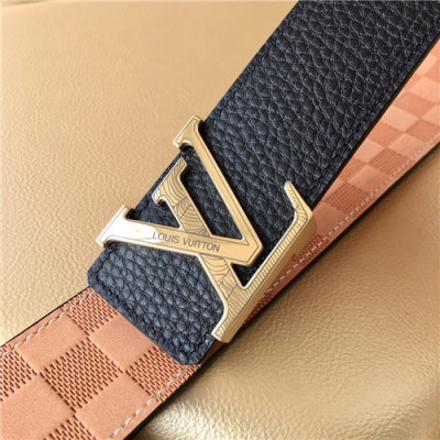 Louis Vuitton 2021 Men's Leather Belt,4.0cm,LOUBT0200 - 루이비통 2021 남성용 레더 벨트,4.0cm,블랙