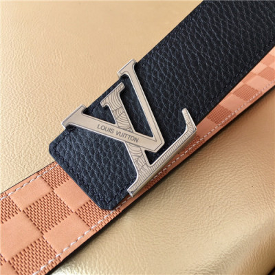 Louis Vuitton 2021 Men's Leather Belt,4.0cm,LOUBT0201 - 루이비통 2021 남성용 레더 벨트,4.0cm,블랙