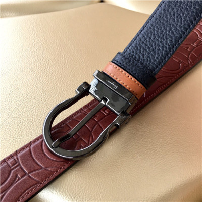 Salvatore Ferragamo 2021 Men's Leather Belt,3.5cm,FERBT0080 - 페라가모 2021 남성용 레더 벨트,3.5cm,블랙