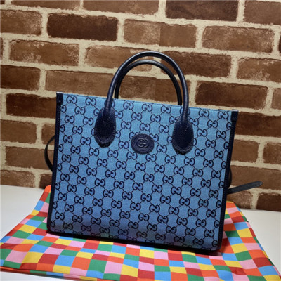 [구찌]Gucci 2021 Women's Canvas Tote Bag,31cm,659983,GUB1308 - 구찌 2021 여성용 캔버스 토트백,31cm,블루