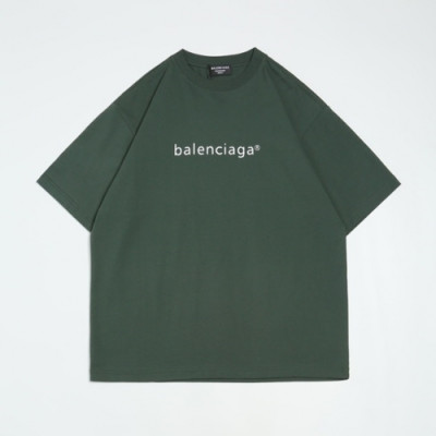 Balenciaga  Mm/Wm Logo Cotton Short Sleeved Tshirts Green - 발렌시아가 2021 남/녀 로고 코튼 반팔티 Bal01057x Size(xs - l) 그린