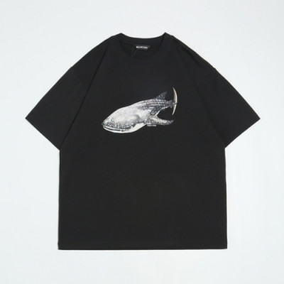 Balenciaga  Mm/Wm Logo Cotton Short Sleeved Tshirts Black - 발렌시아가 2021 남/녀 로고 코튼 반팔티 Bal01059x Size(xs - l) 블랙