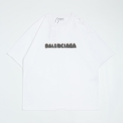Balenciaga  Mm/Wm Logo Cotton Short Sleeved Tshirts White - 발렌시아가 2021 남/녀 로고 코튼 반팔티 Bal01060x Size(xs - l) 화이트