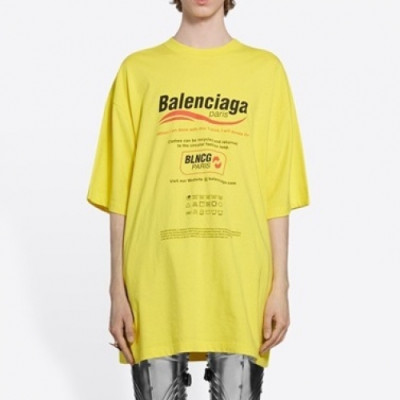 Balenciaga  Mm/Wm Logo Cotton Short Sleeved Tshirts Yellow - 발렌시아가 2021 남/녀 로고 코튼 반팔티 Bal01062x Size(xs - l) 옐로우