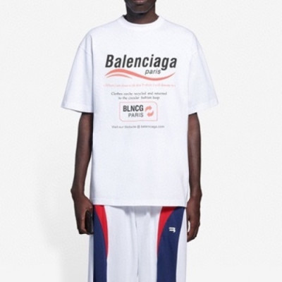 [매장판]Balenciaga  Mm/Wm Logo Cotton Short Sleeved Tshirts White - 발렌시아가 2021 남/녀 로고 코튼 반팔티 Bal01062x Size(xs - l) 화이트