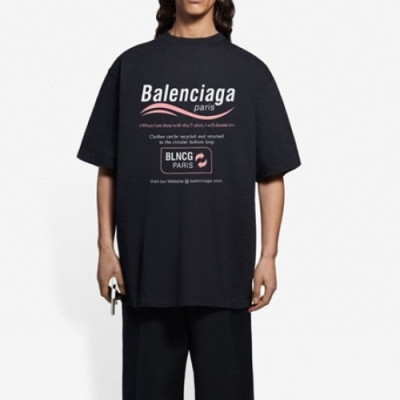 Balenciaga  Mm/Wm Logo Cotton Short Sleeved Tshirts Black - 발렌시아가 2021 남/녀 로고 코튼 반팔티 Bal01063x Size(xs - l) 블랙