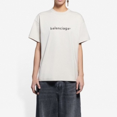 Balenciaga  Mm/Wm Logo Cotton Short Sleeved Tshirts Beige - 발렌시아가 2021 남/녀 로고 코튼 반팔티 Bal01064x Size(xs - l) 베이지