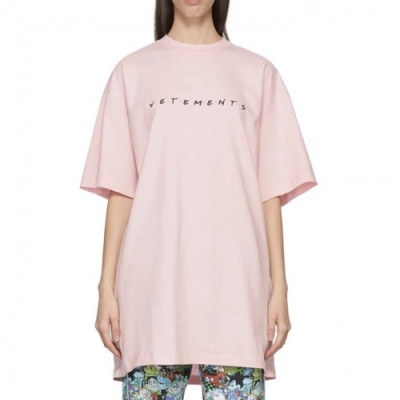 Vetements  Mm/Wm Printing Logo Cotton Short Sleeved Oversize Tshirts Pink - 베트멍 2021 남/녀 프린팅 로고 코튼 오버사이즈 반팔티 Vet0148x Size(xs - l) 핑크