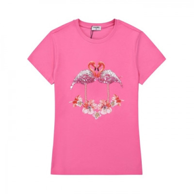 Chanel  Womens 'CC' Logo Cotton Short Sleeved Tshirts Pink - 샤넬 2021 여성 'CC'로고 코튼 반팔티 Cnl0695x Size(s - 2xl) 핑크