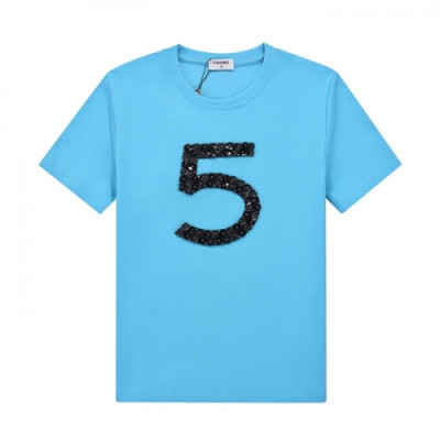 Chanel  Mm/Wm 'CC' Logo Cotton Short Sleeved Tshirts Blue - 샤넬 2021 남/녀 'CC'로고 코튼 반팔티 Cnl0700x Size(s - 3xl) 블루
