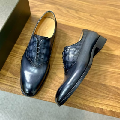 Berluti 2024 Mens Leather Oxford Shoes,BERTS0258 - 벨루티 2024 남성용 레더 옥스퍼드 슈즈,Size(240-275),네이비