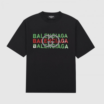 Balenciaga  Mm/Wm Logo Cotton Short Sleeved Tshirts Black - 발렌시아가 2021 남/녀 로고 코튼 반팔티 Bal01070x Size(xs - l) 블랙