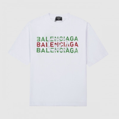 [매장판]Balenciaga  Mm/Wm Logo Cotton Short Sleeved Tshirts White - 발렌시아가 2021 남/녀 로고 코튼 반팔티 Bal01071x Size(xs - l) 화이트