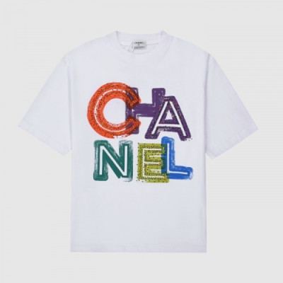 Chanel  Mm/Wm 'CC' Logo Cotton Short Sleeved Tshirts White - 샤넬 2021 남/녀 'CC'로고 코튼 반팔티 Cnl0702x Size(xs - l) 화이트